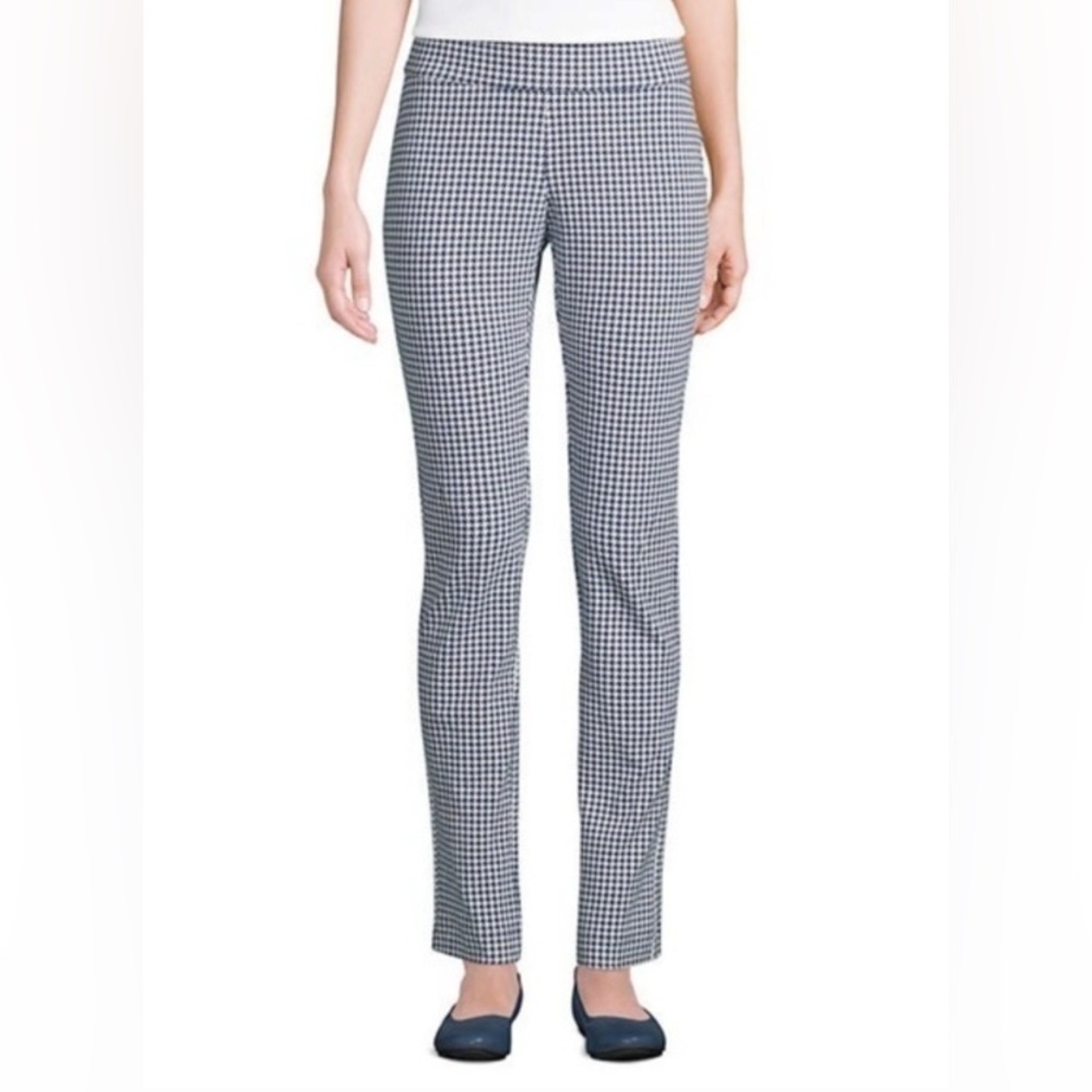 Lands end starfish straight leg black and cream houndstooth leggings size small